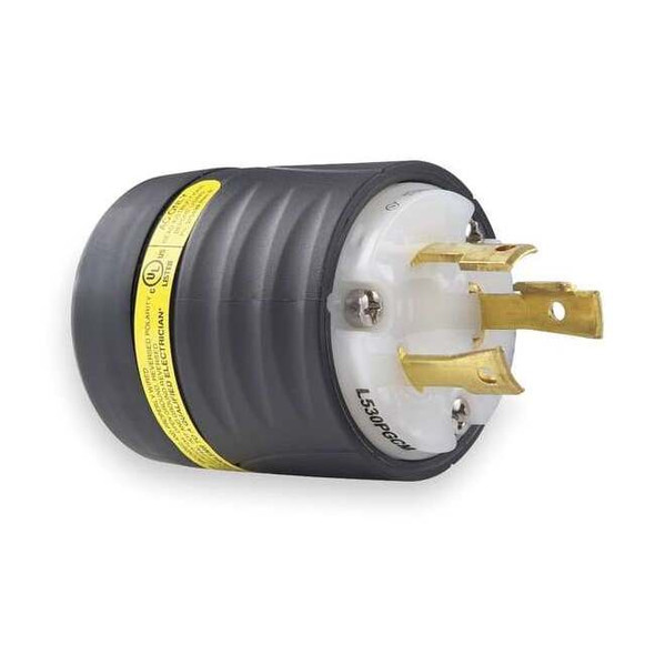 Straight Blade Plug, L5-30P, 30 A, 125V AC, 2 Pole, Screw Terminals, Grounded