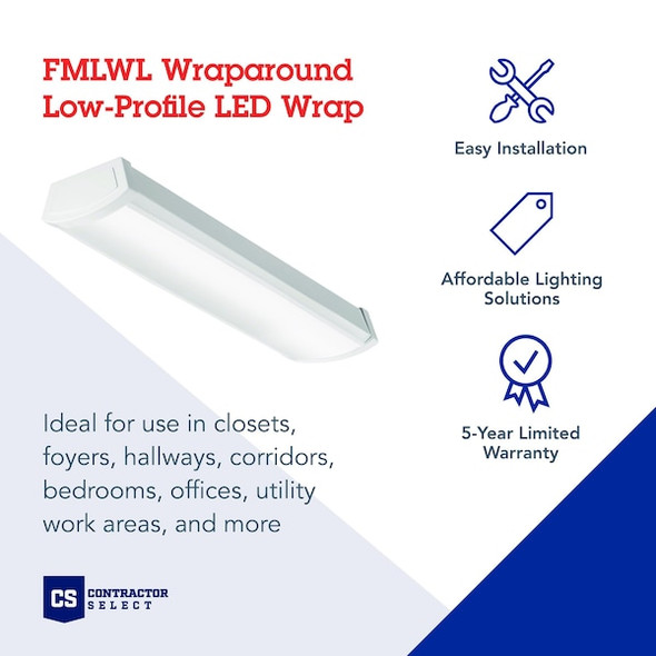 Lithonia Lighting LED Wraparound Fixture,2 ft L,1400 lm FMLWL 24 840