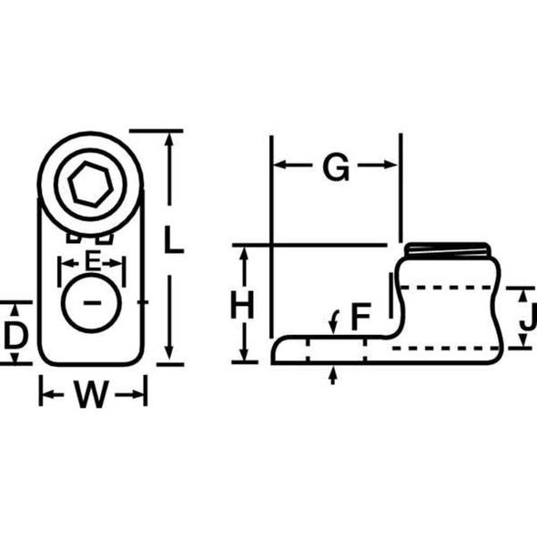 Mechanical Lug, 4 AWG Max, 1 Conductor, 1 Hole, 9-32 in Stud, Copper  L70