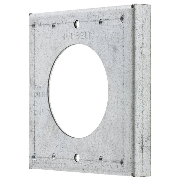 Box Cover, Square Box Type, 1 Gang, Galvanized Steel, Single Receptacle Cover Type