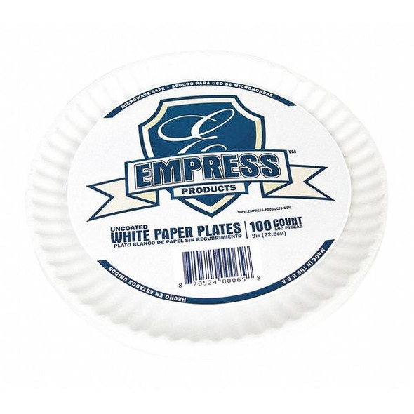 Manufacturer Varies Paper, Plate, Round, 9", White, PK1000 E30400