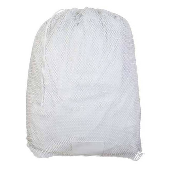 Drawstring, Medium Weight Mesh Polyester, Laundry Bag, White