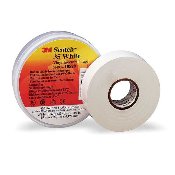 3m ElectricalTape,Vinyl,White,22ydL,3/4inW 10828 3m ElectricalTape,Vinyl,White,22ydL,3/4inW 10828