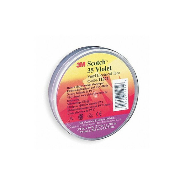 3m ElectricalTape,Vinyl,Purple,22ydL,3/4inW 11271