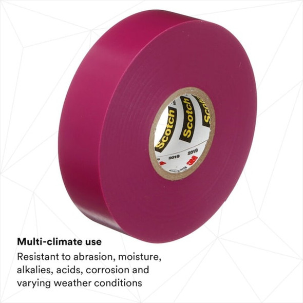Vinyl Electrical Tape, 35, Scotch, 3-4 in W x 66 ft L, 7 mil Thick, Violet  11271