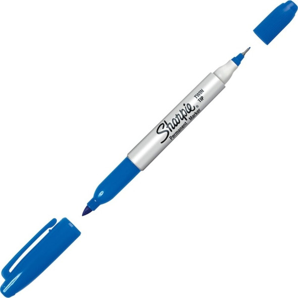 Sharpie Permanent Marker, Blue, Twin Tip, 12 PK 32003