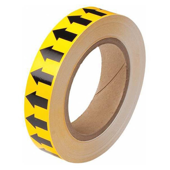 Brady Arrow Tape,Black/Yellow,1 In. W 91424
