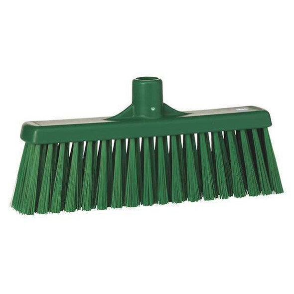 Vikan 12 in Sweep Face Broom Head, Stiff, Synthetic, Green 31662