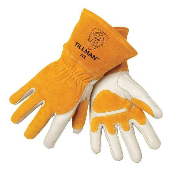 50 Welding Gloves, Gauntlet Cuff, Wing Thumb, Premium Cowhide, XL, 1 PR
