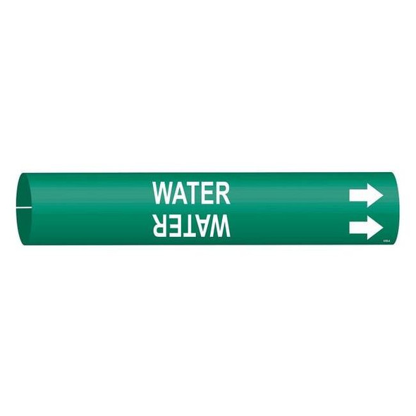 Brady Pipe Marker,Water,Green,3/4 to 1-3/8 In 4155-A