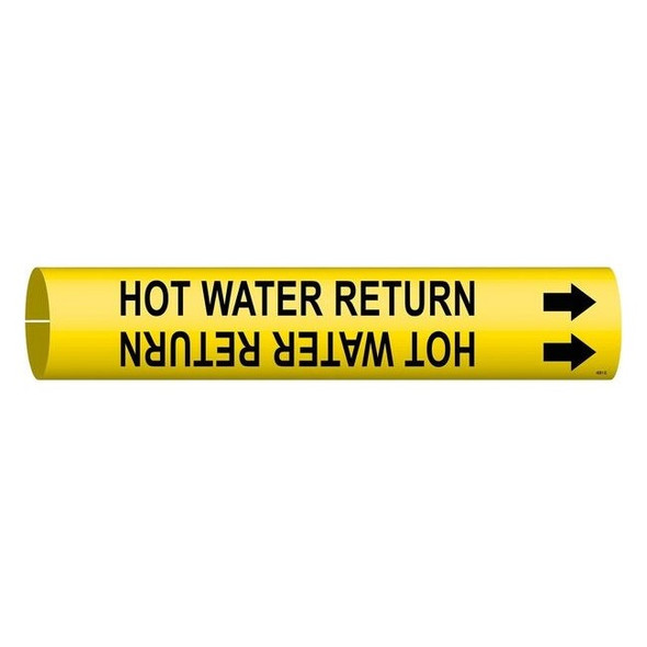 Brady Pipe Marker,Hot Water Return,2 13/16in H 4081-D