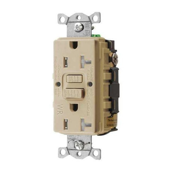 GFCI Receptacle, 20A, 125VAC, 5-20R, Ivory