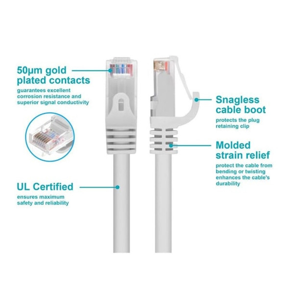 Monoprice Patch Cord,Cat 6,Flexboot,White,2.0 ft. 9836