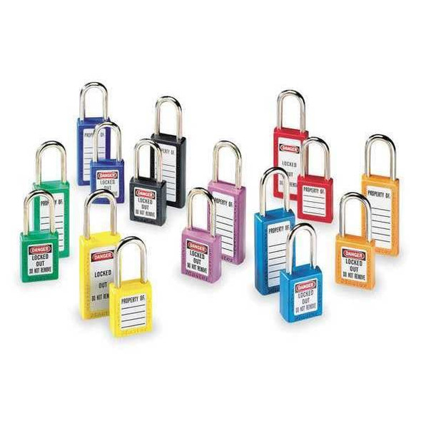 Zenex Thermoplastic Safety Padlock, 1-1/2 in Wide with 1-1/2 in Tall Shackle, Orange