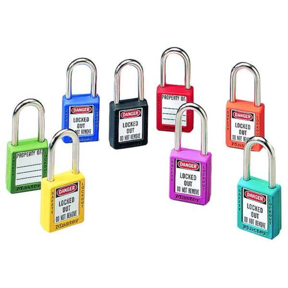 Lockout Padlock, Keyed Different, Thermoplastic, Black, 1 1-2 in Shackle Height  411BLK