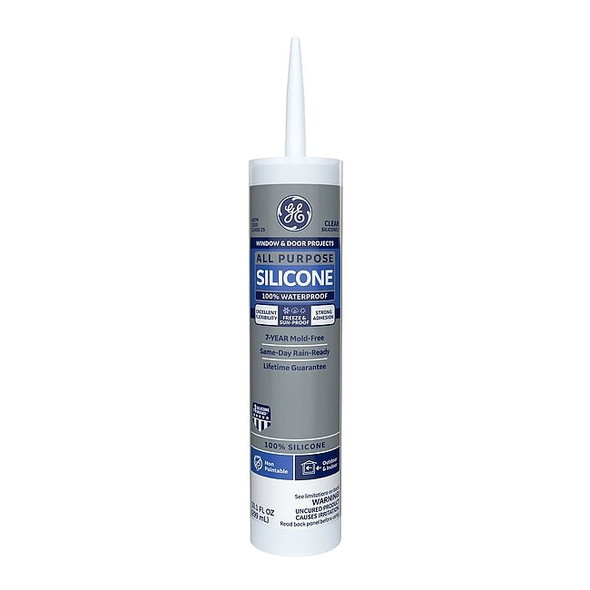 Silicone Sealant, 10 oz, Cartridge, Clear, Silicone Base, All Purpose Silicone