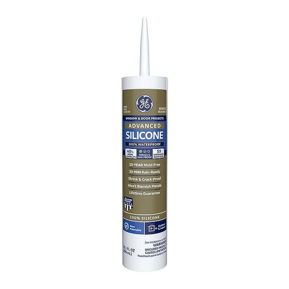 Silicone Sealant, 10 oz, Cartridge, White, Silicone Base, Advanced Silicone