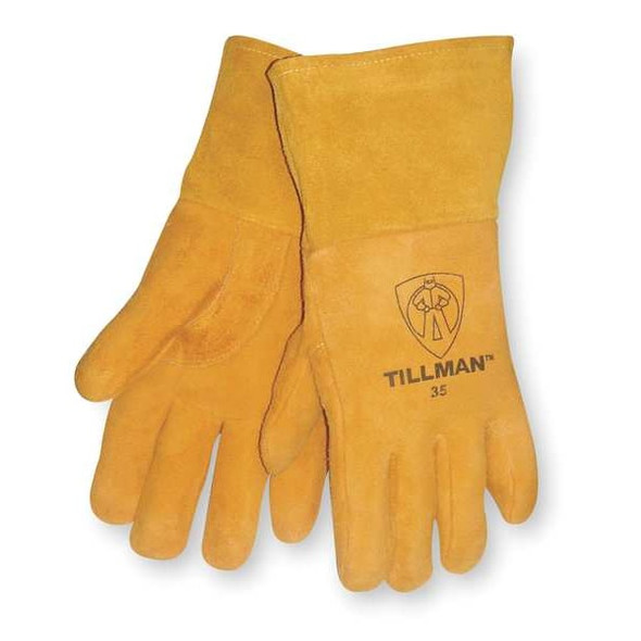 Welding Gloves, Gauntlet Cuff, Wing Thumb, A Leather Cowhide, M, 1 PR