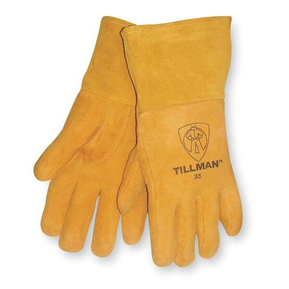 Welding Gloves, Gauntlet Cuff, Wing Thumb, A Leather Cowhide, M, 1 PR