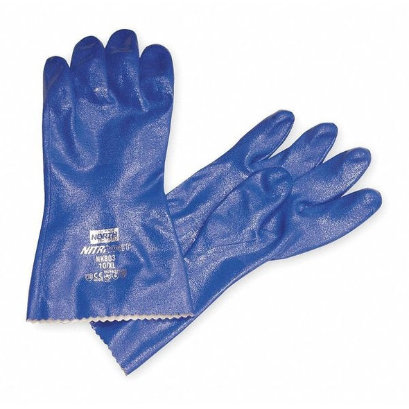 Nitri-Knit(TM) Chemical Resistant Gloves, Nitrile, 12 in L, 40 mil, Blue, 8, 1 PR
