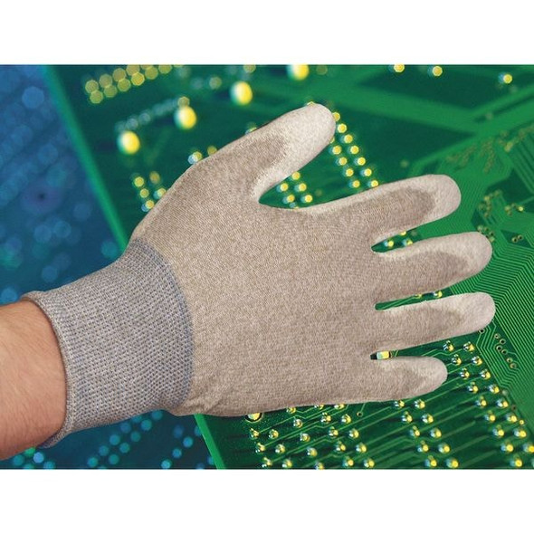 Antistatic Gloves, Nylon/Thunderon(R) Shell, 20-1/2" L, Gray/White, XS, 1 PR