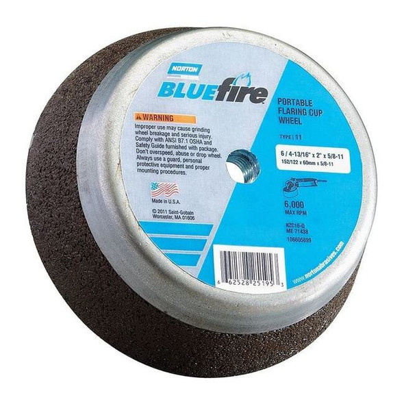 Norton Abrasives Flaring Cup Wheel,Type 11,Face Dia. 6 In 66253146929