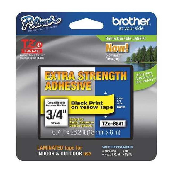 Brother Label/Ribbon Cartridge, Yellow, 3/4 in W TZES641G