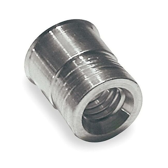 Nut Insert, 1/4"-20 Thrd Sz, 0.510 in L, Aluminum, Plain, 50 PK
