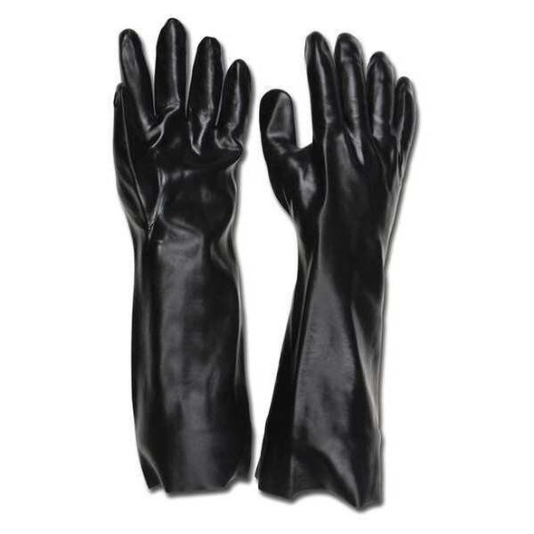 6218 Chemical Resistant Gloves, PVC, 18 in L, Not Rated, Black, L, 12 PK