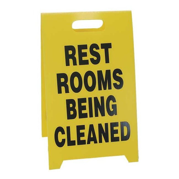 Restroom Sign, 20 in Height, 12 in Width, Plastic, Triangle, English