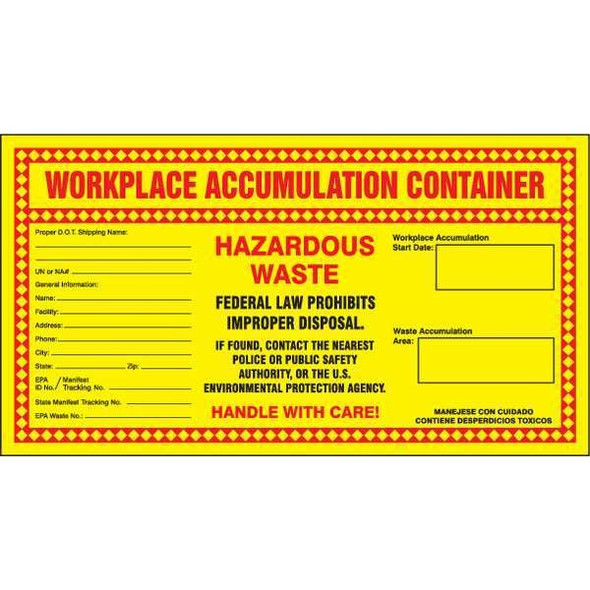 Accuform DOT Handling Label,Waste,11" W,PK25 MHZW22PSP