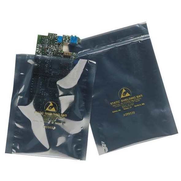 Desco Poly Bag, Zip Seal, 18 in L, 18 in W, 0.003 in Thick, Silver 13720