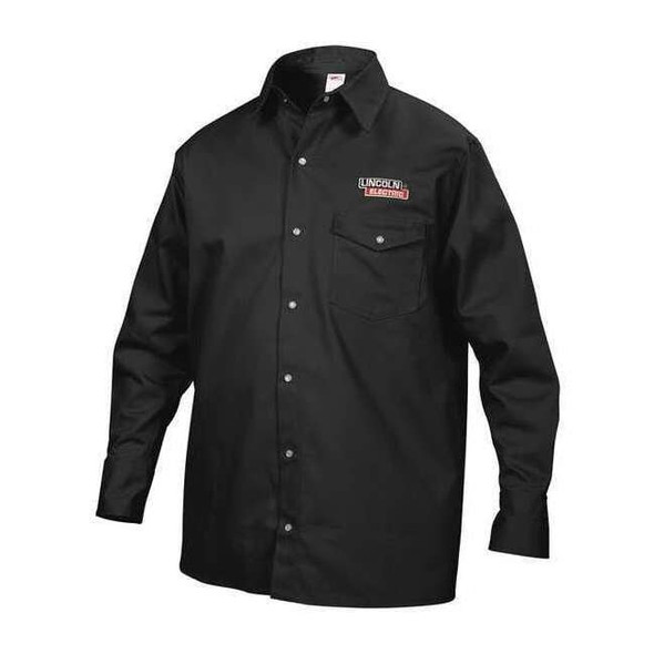Lincoln Electric Flame-Resistant Collared Shirt,Black,M KH809M
