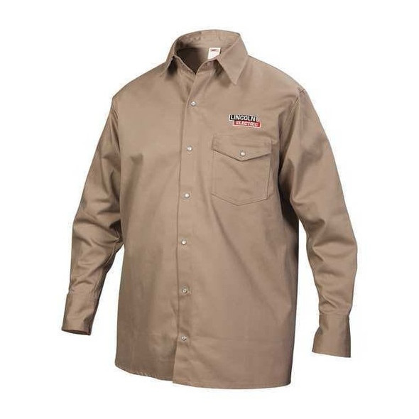 Lincoln Electric Flame-Resistant Collared Shirt,Khaki,XL KH841XL