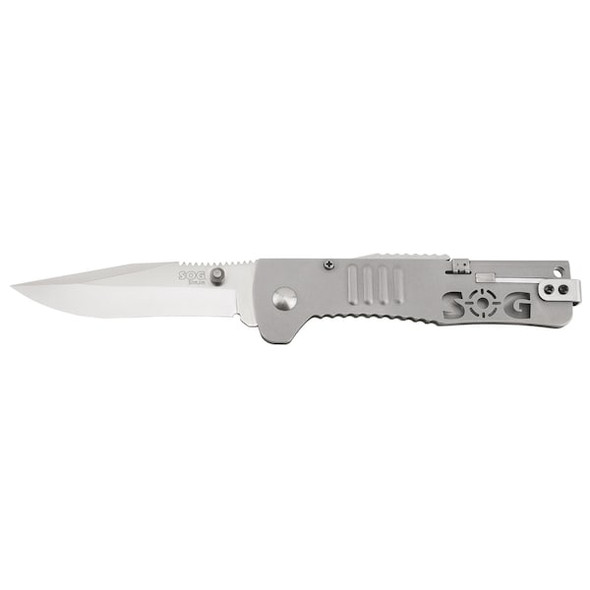 Sog Folding Knife,Clip Point,Satin,3-3/16 In SJ31-CP