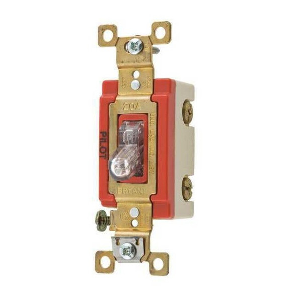 Bryant Wall Switch, 1 hp, Toggle, 20 A, Clear 4901PLC120