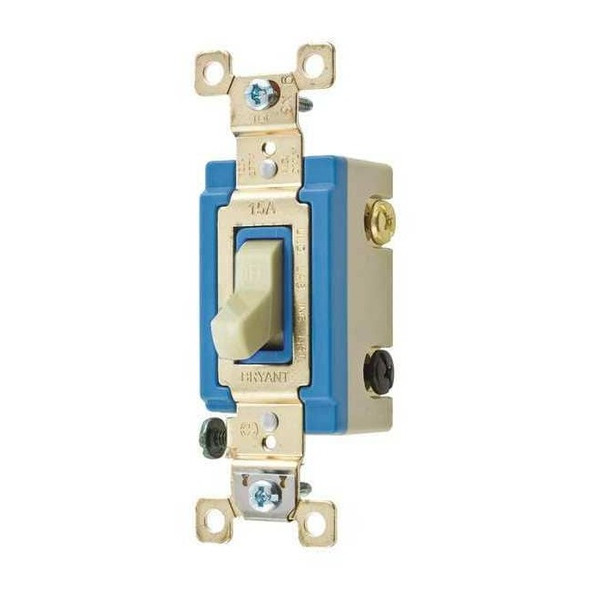 Bryant Wall Switch, 2 hp, Toggle, 15 A, Ivory 4803GLI