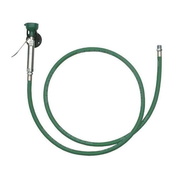 Drench Hose, Stand-Alone, Wall Mount, 8 ft Hose, 1/2 in NPT Inlet, Green
