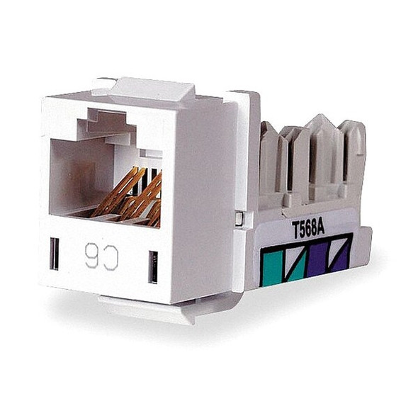 Hubbell Premise Wiring Modular Jack,0.875 in H,White HXJ6W