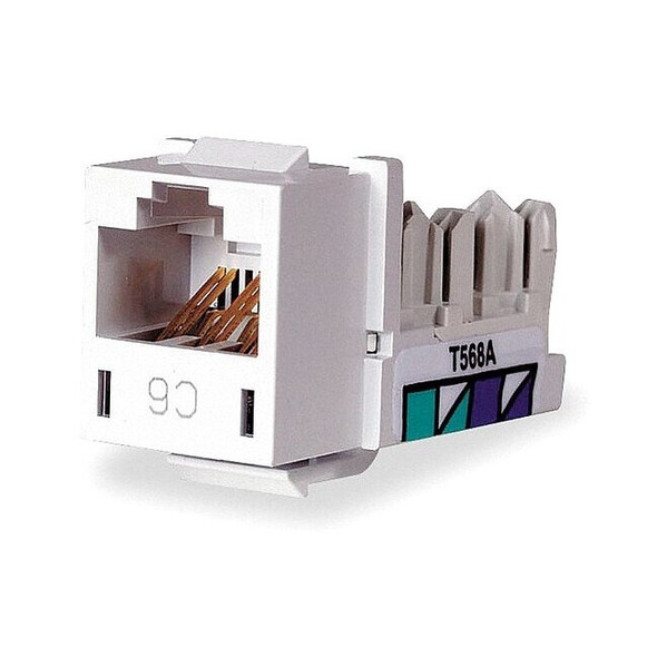 Hubbell Premise Wiring Modular Jack,0.875 in H,White HXJ6W
