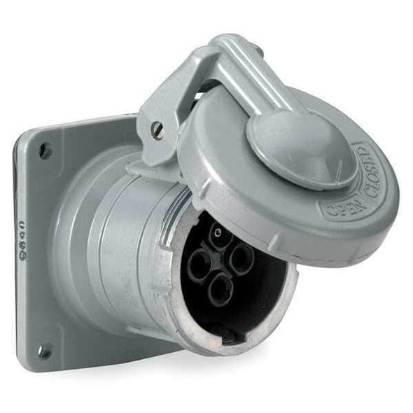 Hubbell Wiring Device-Kellems WT Pn&Slv Rec,Aluminum,30 A;3Pl,Three HBL430RS2W