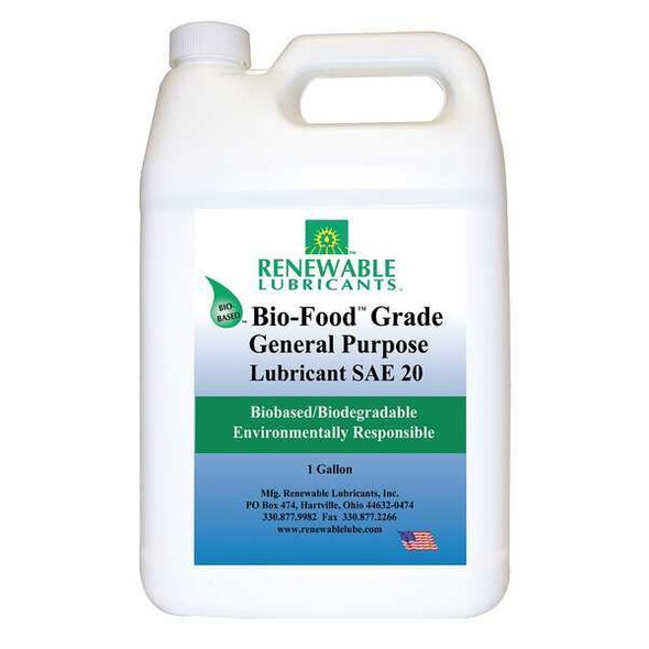 Renewable Lubricants Lubricant, 1 gal., Jug, Vegetable Oil, Yellow 87013