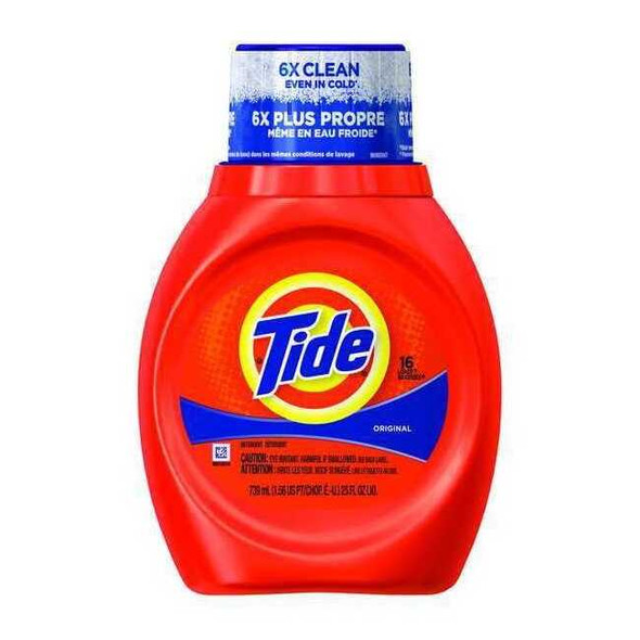 Tide Laundry Detergent, 25 oz Bottle, Liquid, Original, White, 6 PK 13875