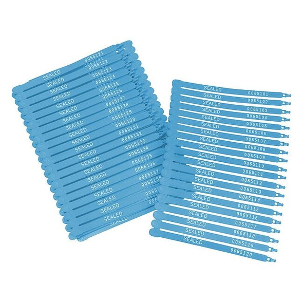 Brady Strap Seals, Plastic, 7-1/2" W, Blue, 100 PK 95193