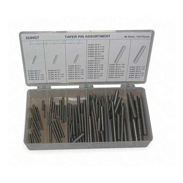 Manufacturer Varies Taper Pin Assortment, Steel, Plain TPKIT46100