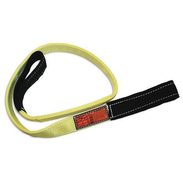 Synthetic Web Sling, Type 3, 3 ft L, 1 in W, Nylon, Yellow/Black
