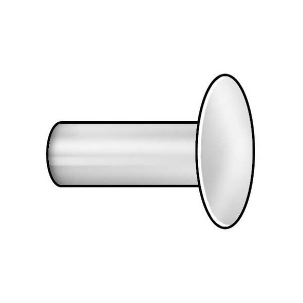 Solid Rivet, Round Head, 0.1875 in Dia., 0.375 in L, Steel Body, 200 PK
