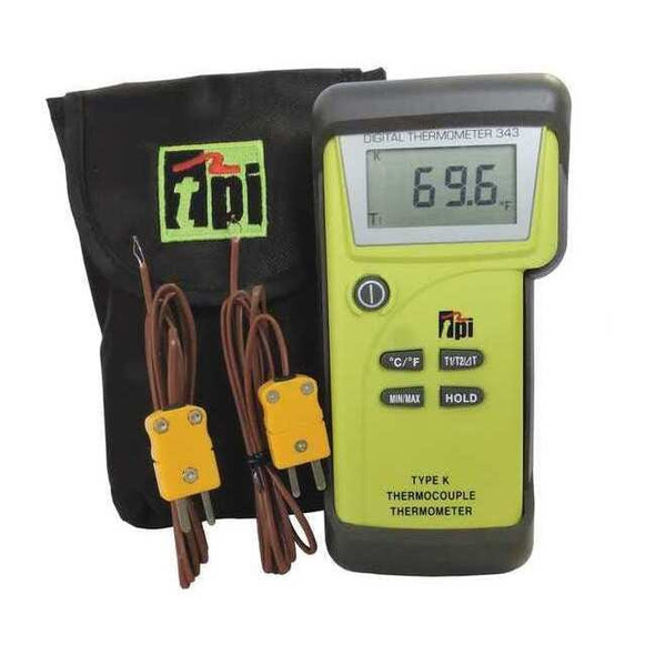 Test Products International Thermometer, LCD, 1.875 in, Thermocouple 343C2