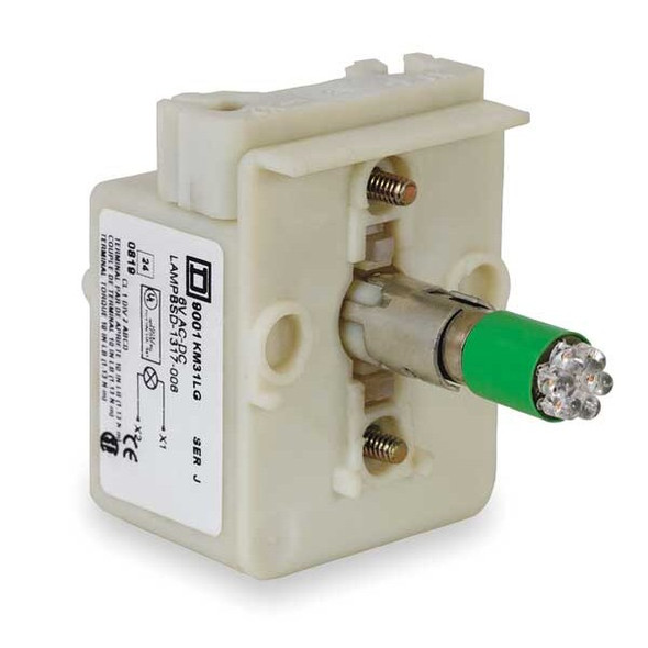 Schneider Electric Lamp Module, 30mm, 120VAC/VDC, Green, LED 9001KM38LG