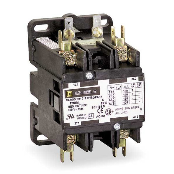 Square D DefPurposeMagContactor,110/120VAC,2P,90A 8910DPA92V02 Square D DefPurposeMagContactor,110/120VAC,2P,90A 8910DPA92V02